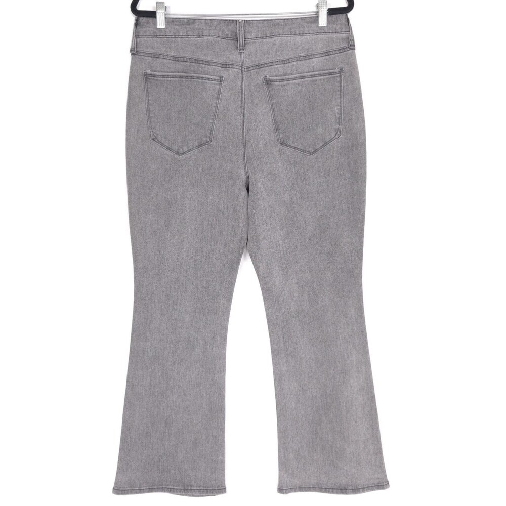 RM REBECCA MINKOF NWOT Gray Stretch Flare Bootcut Jeans Side Stripe Metallic 12 - Picture 4 of 13